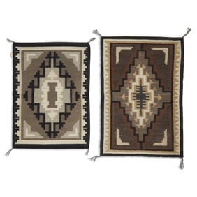 Diné (Navajo), Pair of Two Grey Hills Rugs