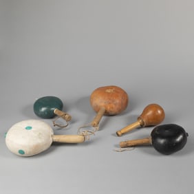 Pueblo, Group of Five Dance Rattles