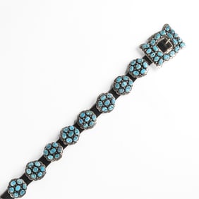 Dan Martinez, Silver Concho Belt with Turquoise Cabochons, ca. 1990