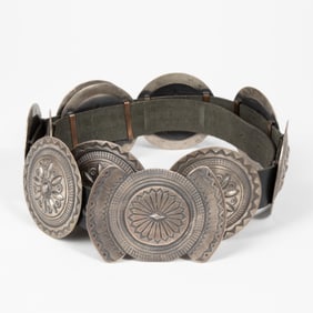 Martha Cayatineto, Stamped Silver Concho Belt
