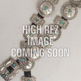 Roger Skeet, Blue Gem Turquoise + Silver Butterfly Concho Belt, ca. 1960