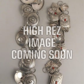 Attributed Diné (Navajo), Group of Two Sterling Silver Link Belts
