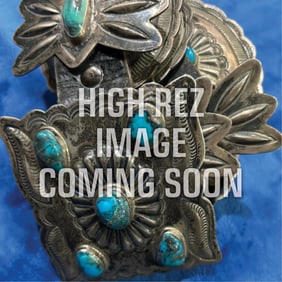 Attributed Diné (Navajo), Butterfly Concho Belt with Bisbee Turquoise Cabochons, ca. 1970