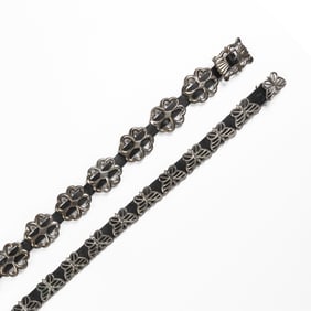 Diné (Navajo), Two Sandcast Silver Concho Belts, ca. 1970