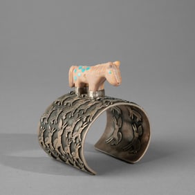 Clarence Lee, Sculptural Horse Cuff Bracelet, ca. 1985