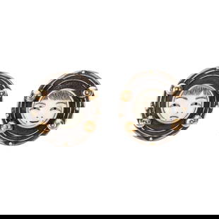 Denise Wallace, Circular Male/Female Earrings: Denise WallaceChugach Aleut, b. 1957Circular Male/Female Earrings, ca. 2000sterling silver, 14k gold, fossil ivory, edition 96 of 100each stamped : DENISE / WALLACE / © / STERLING / FOSSIL IVORYeach