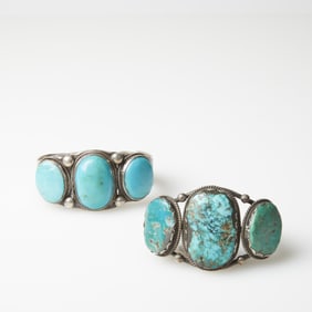 Diné (Navajo), Two Silver Cuff Bracelets