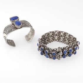 Harold Lovato et al, Two Silver and Lapis Bracelets