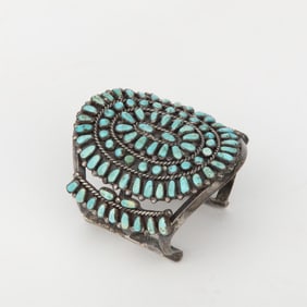 Zuni, Cluster Cuff Bracelet with Turquoise Cabochons, ca. 1970