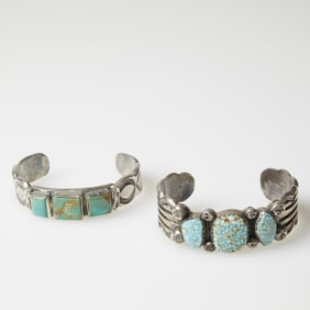 H. Charlie et al, Two Turquoise and Silver Cuff Bracelets