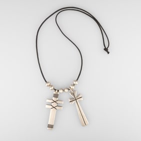 Cippy Crazy Horse, Double Cross Silver Necklace, ca. 1985