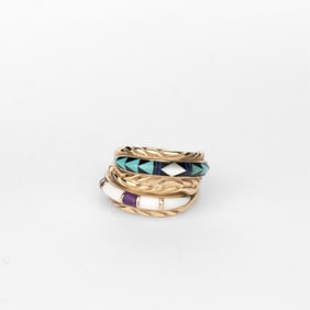 Herman Hoskie, Two 14k Gold Inlay Rings