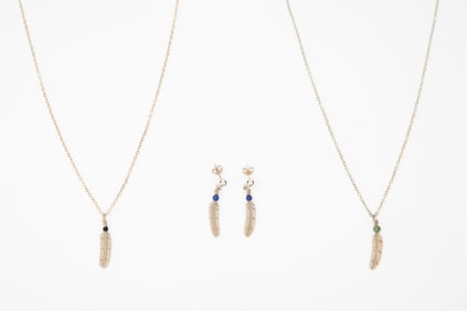 Southwest Style, Two Feather Necklaces with Matching Earrings