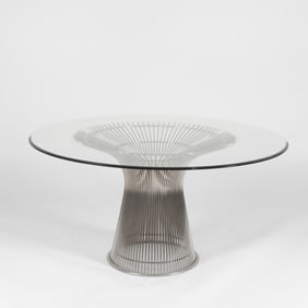 Warren Platner, Vintage Steel Rod Table with Glass Top, ca. 1995