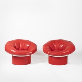 Red Vinyl Pop Art Chairs, ca. 1965