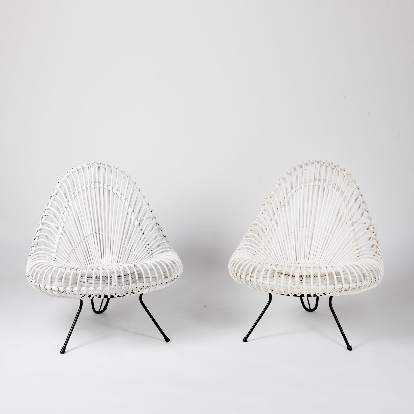 Janine Abraham + Dirk Jan Rol, Sculptural Rattan Lounge Chairs, ca. 1955 (1 of 2)