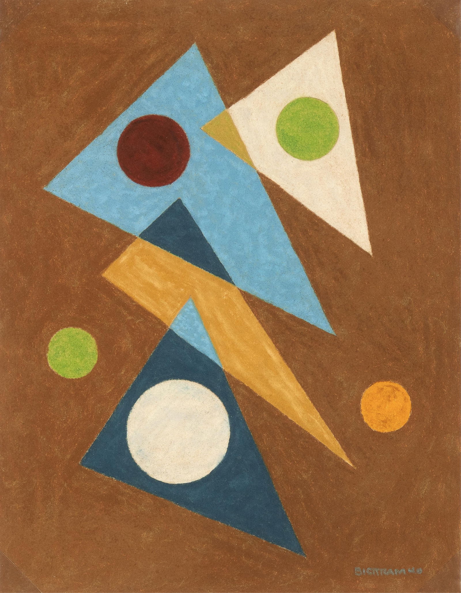 Emil James Bisttram, Untitled, 1940: Emil James Bisttram1895 - 1976Untitled, 1940pastel, graphite on papersigned and dated lower right: BISTTRAM 4014 x 10 7/8 in. (35.6 x 27.6 cm.), frame: 19 1/4 x 16 1/4 x 0 3/4 in. (48.9 x 41.3 x 1.9 c