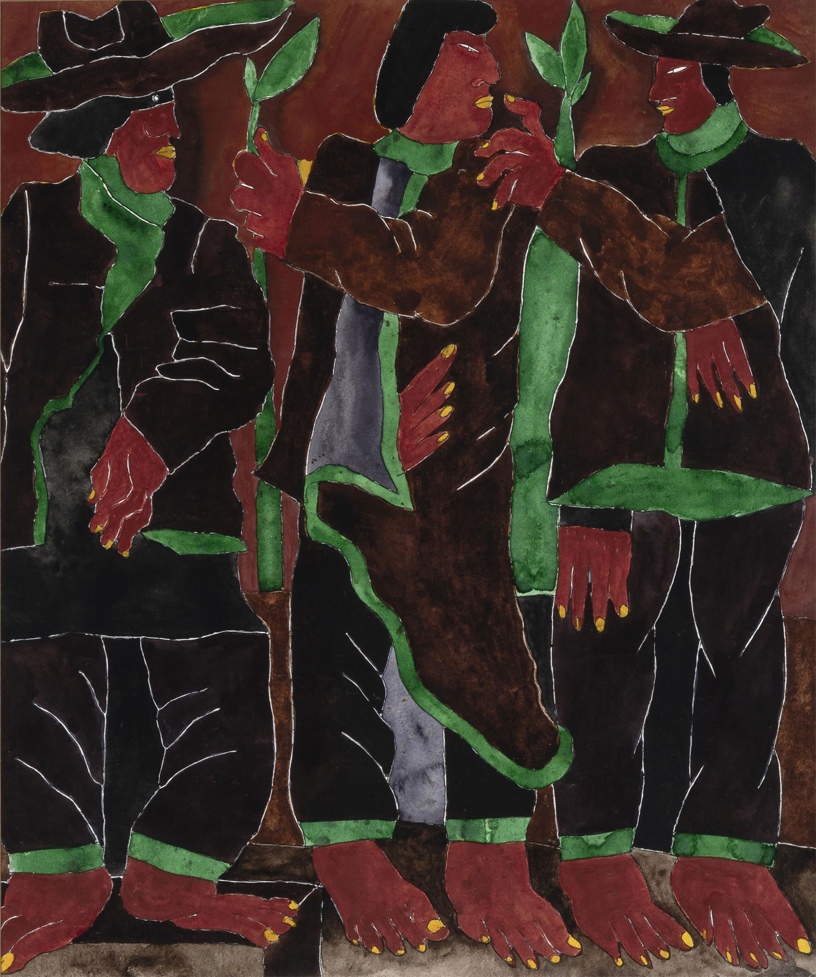 Javier Arevalo, Three Peons in Corn Field (1 of 2)
