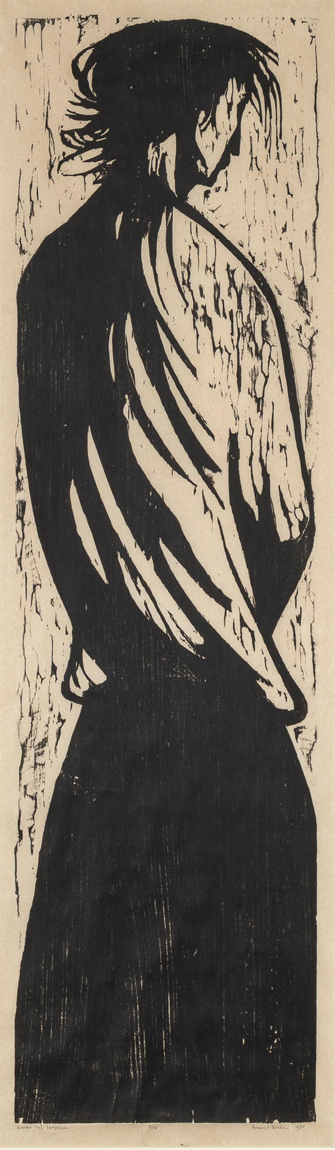 Leonard Baskin, Woman and Landscape, 1950: Leonard Baskin1922 - 2000Woman and Landscape, 1950woodcut, edition 15 of 15titled lower left: Woman and Landscapeeditioned lower center: 15/15signed and dated lower right: Leonard Baskin 1950sig