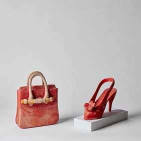 Gregory Lomayesva, Pair of Sculptures: High Heel + Purse, 2008