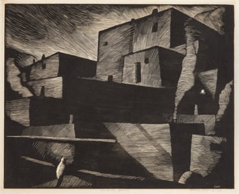 Howard Norton Cook, Taos Pueblo, Moonlight, 1928