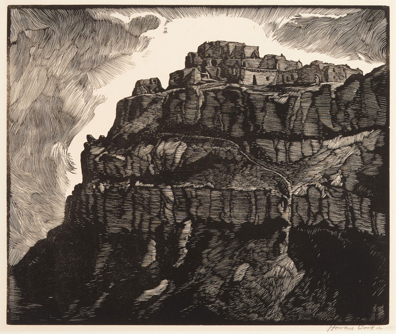 Howard Norton Cook, Walpi, 1927: Howard Norton Cook1901 - 1980Walpi, 1927woodcutsigned and dated lower right: Howard Cook imp. 192710 x 12 in. (25.4 x 30.5 cm.), sheet: 10 3/4 x 13 3/4 in. (27.3 x 34.9 cm.), overmat: 16 x 20 in. (40.