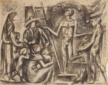 Andrew Dasburg, Untitled (Mural Study with Figures), 1936
