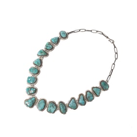 Herman Vandever, Silver Link Necklace with Turquoise Cabochons, ca. 1996