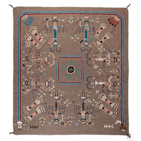 Sadie Ross, Pictorial Rug with Sandpainting Design, ca. 1965