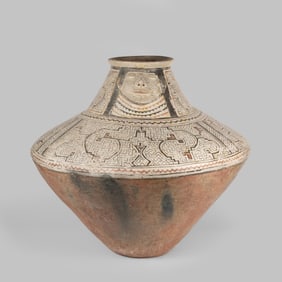 Shipibo, Polychrome Jar with Carved Face
