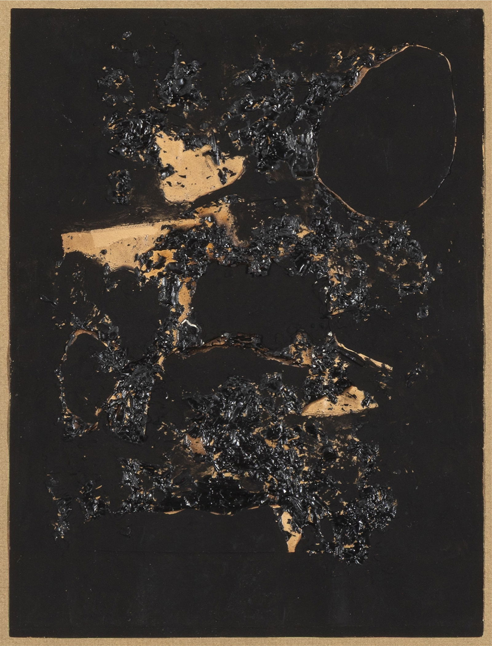 Alberto Burri, No. 9 Combustione: Alberto Burri1915 - 1995No. 9 Combustioneacrylic, combustion, vinavil, paper on celotexinscribed verso: no 9 combustione T. Burri14 x 10 1/2 in. (35.6 x 26.7 cm.), cellotex: 18 7/8 x 15 1/2 in. (47.9