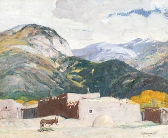 Oscar Edmund Berninghaus, Untitled (Adobe House in Taos), ca. 1925