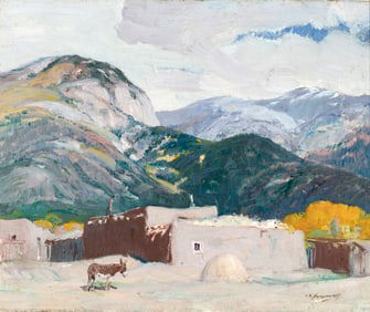 Oscar Edmund Berninghaus, Untitled (Adobe House in Taos), ca. 1925