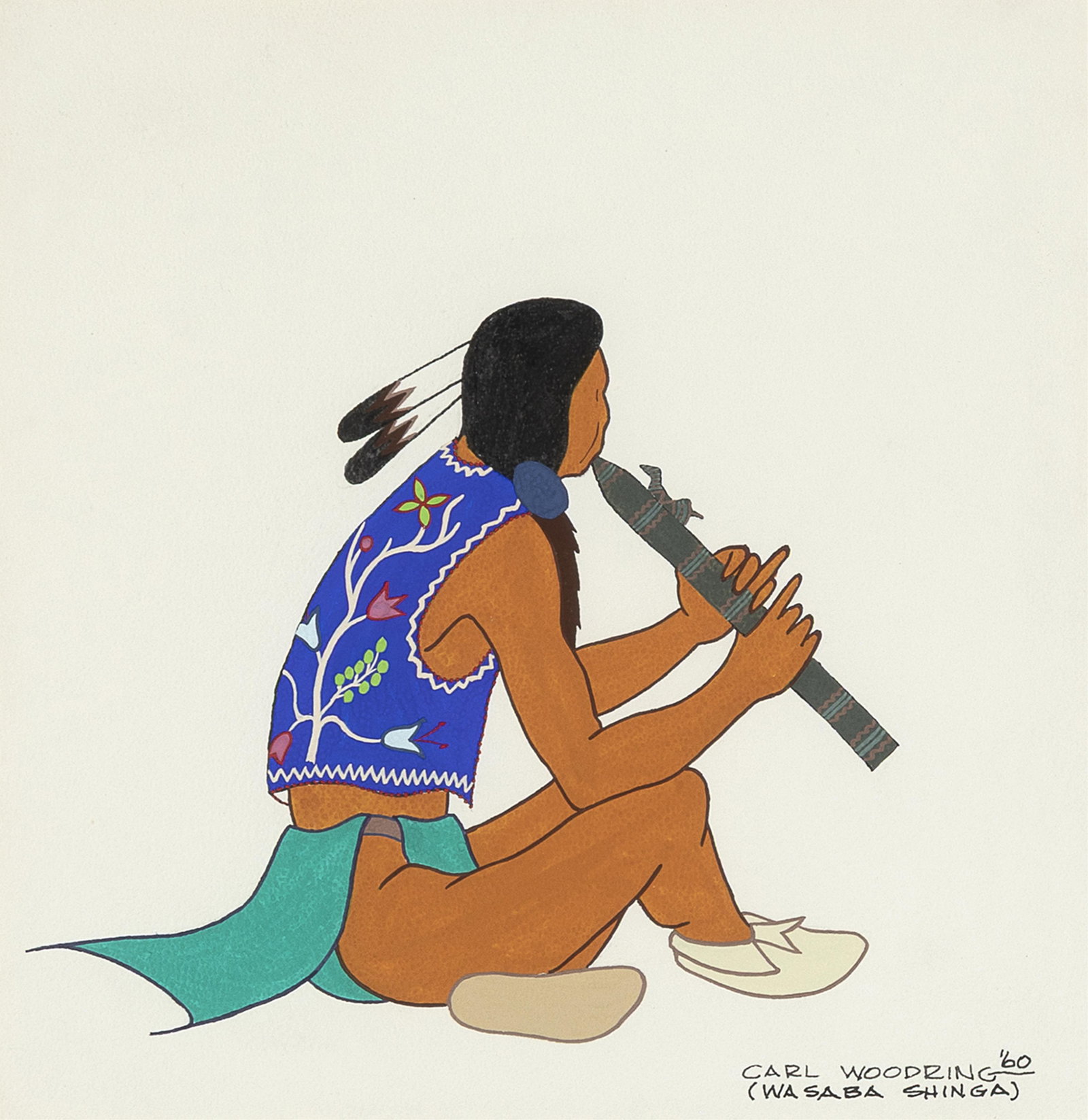 Carl [Wasaba Shinga] Woodring, Untitled (Flute Player), 1960 (1 of 2)