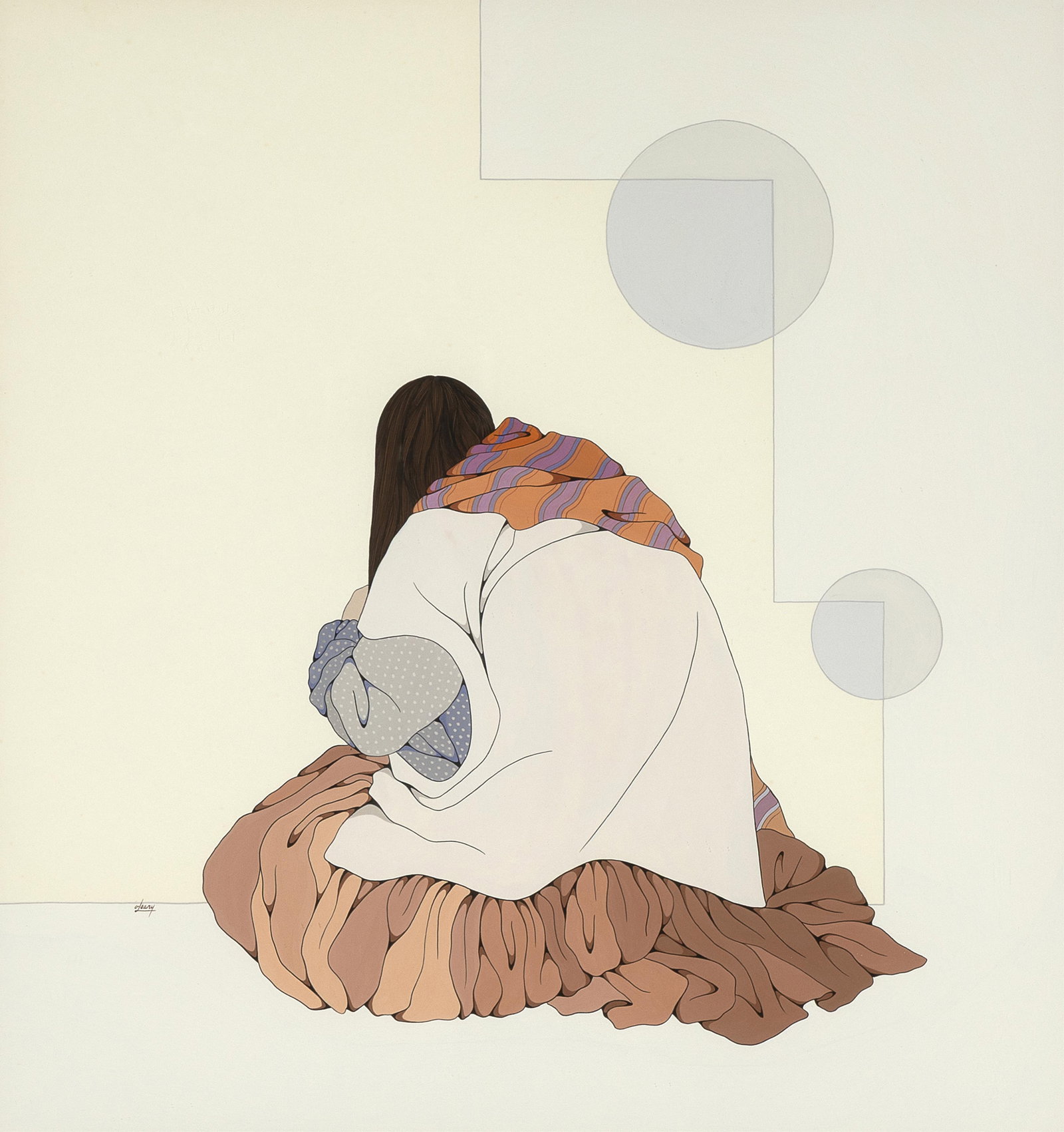 Diane [Opeche-Nah-Se] O'Leary, Woman Combing Her Hair (1 of 3)