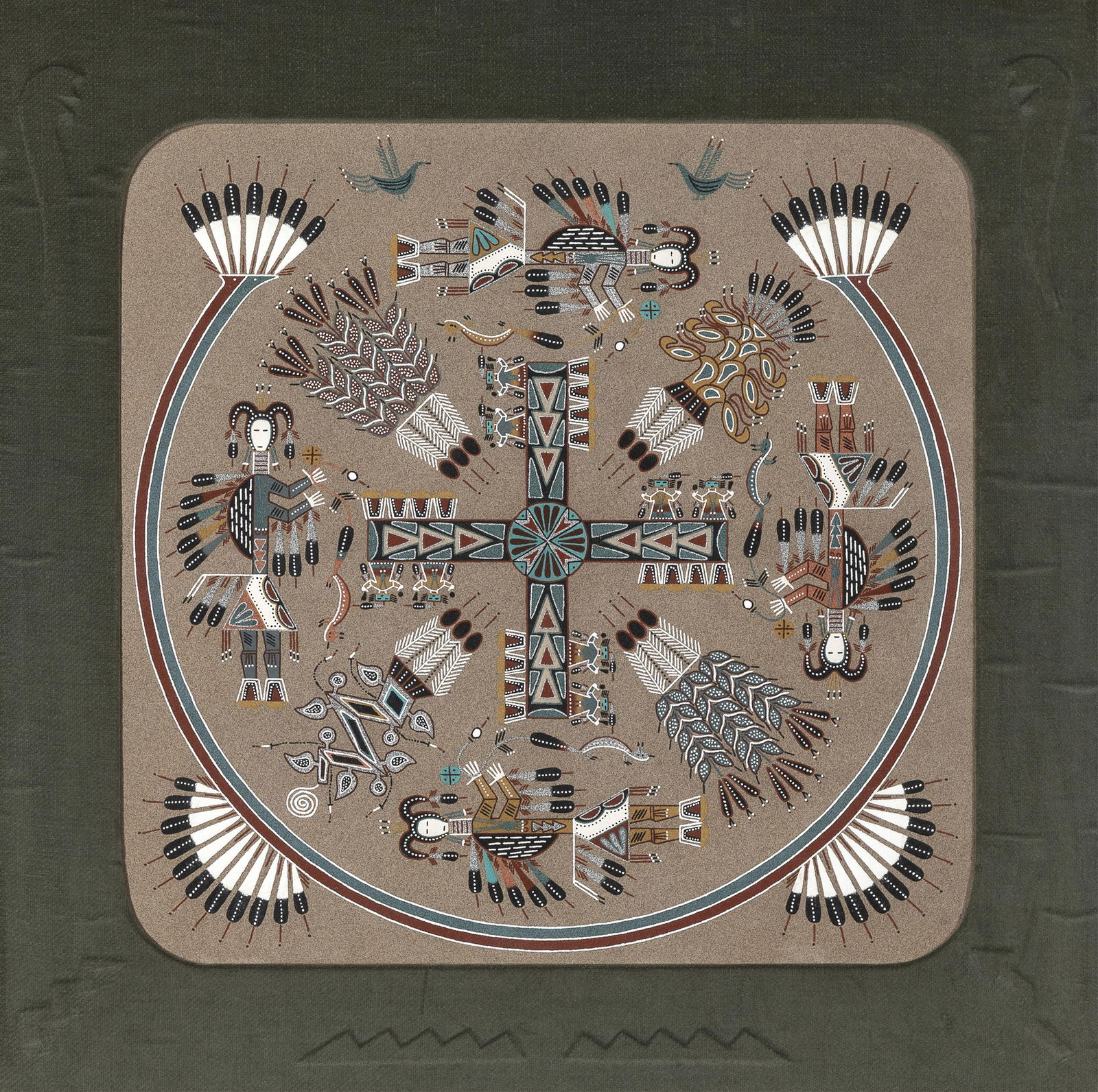 Wilfred Notsinneh, Sand Painting with Whirling Log Design, 1982 (1 of 3)