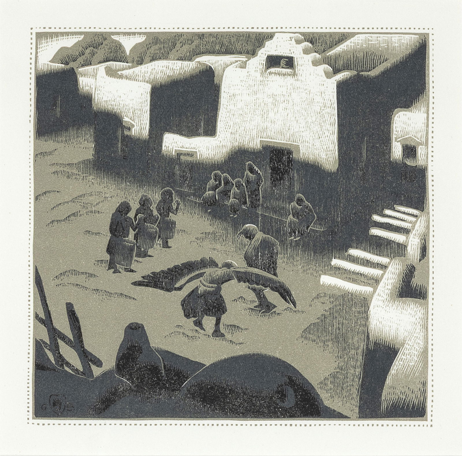 Gustave Baumann, An Eagle Ceremony at Tesuque Pueblo, ca. 1932 (1 of 2)