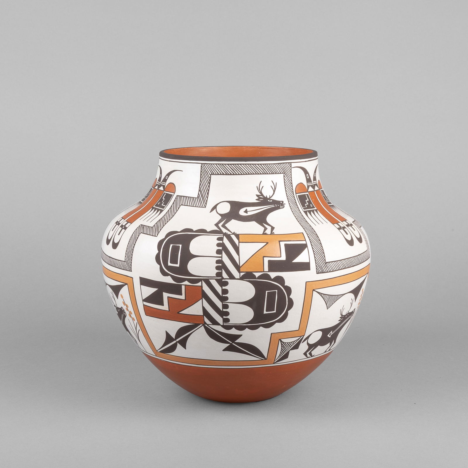 Robert Patricio, Polychrome Jar with Heartline Deer and Eagle Motifs (1 of 3)