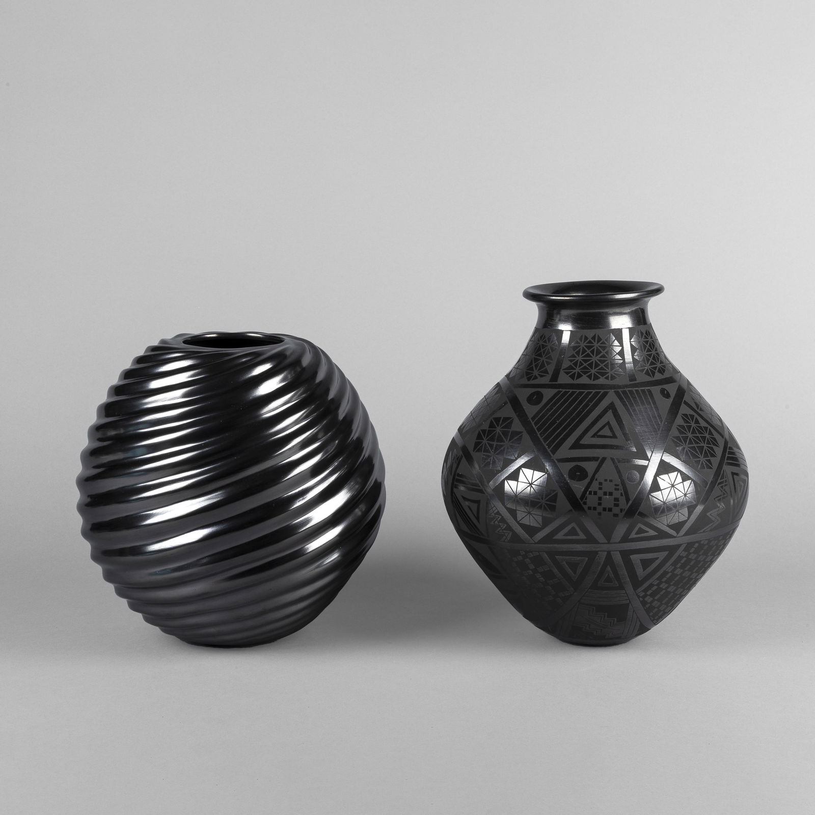 Hector Ortega et al, Two Blackware Vessels: Pot + Vase (1 of 4)