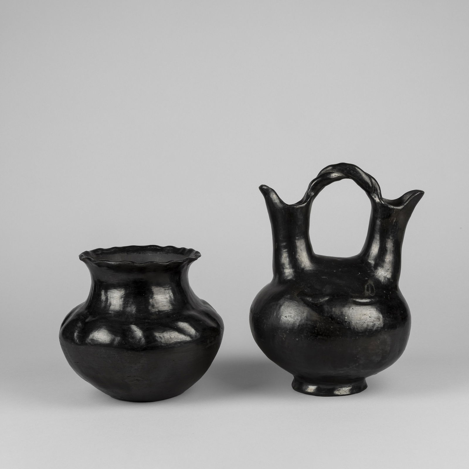 Likely Tesuque, Two Blackware Pottery Vessels, ca. 1900 (1 of 4)