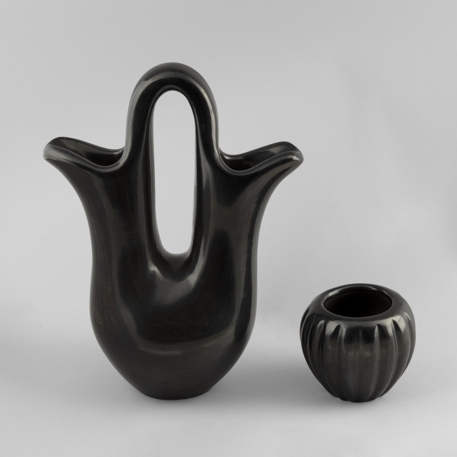 Toni Roller, Two Blackware Vessels: Wedding Vase + Melon Pot (1 of 3)