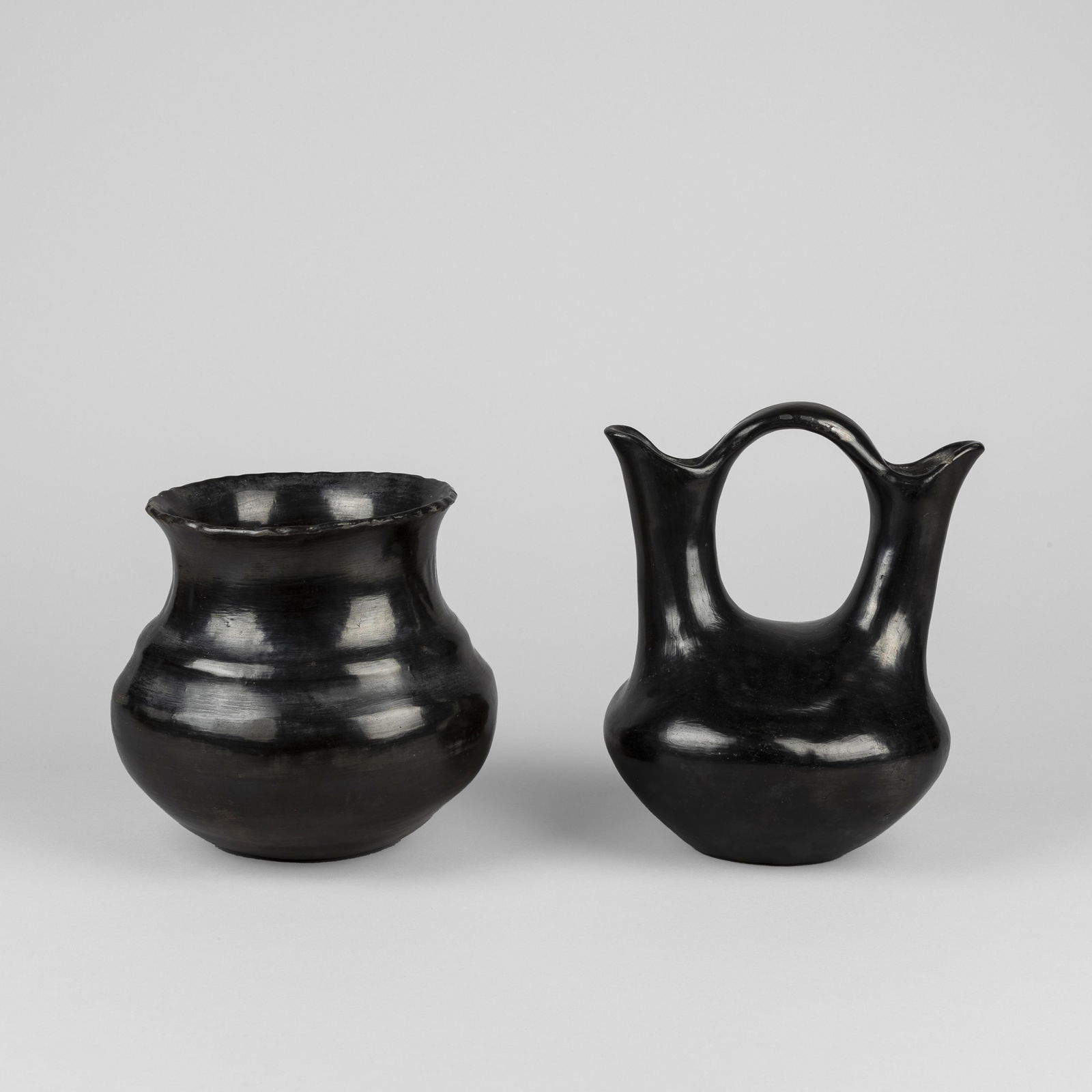 Santa Clara, Two Blackware Pottery Vessels, ca. 1925 (1 of 4)