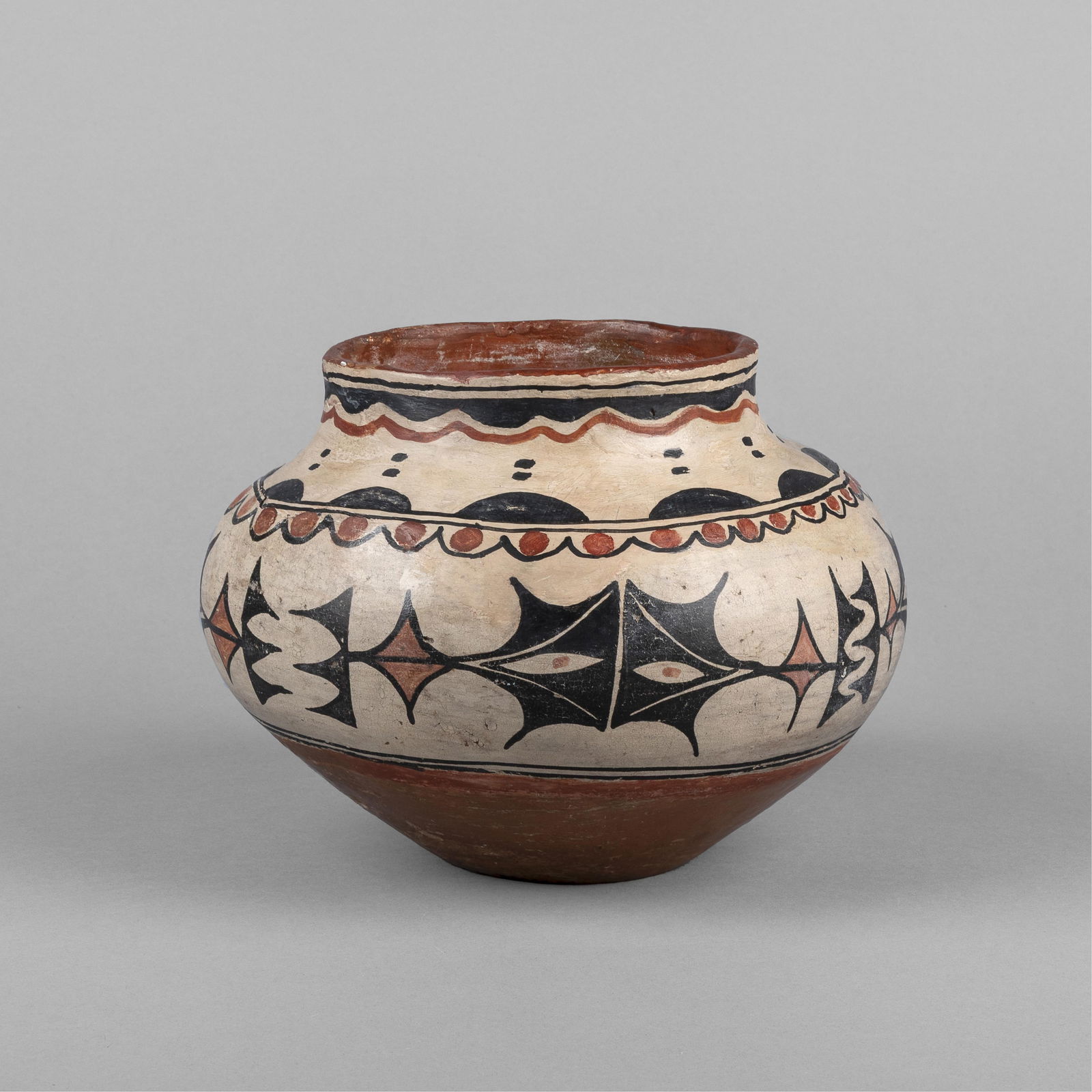 San Ildefonso, Polychrome Olla, ca. 1890 (1 of 3)