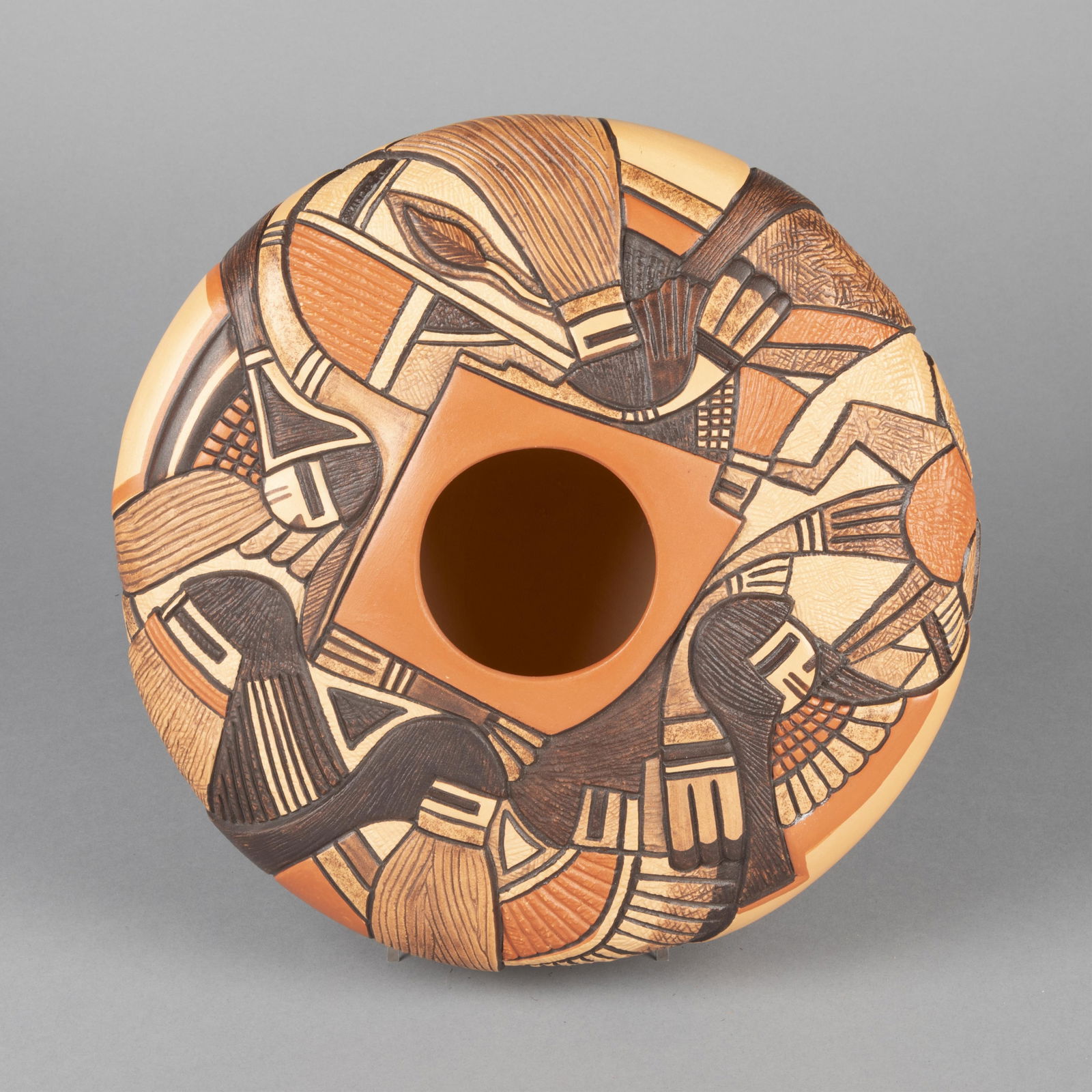 Tom Polacca, Polychrome Pot with Incised Figural Designs (1 of 4)