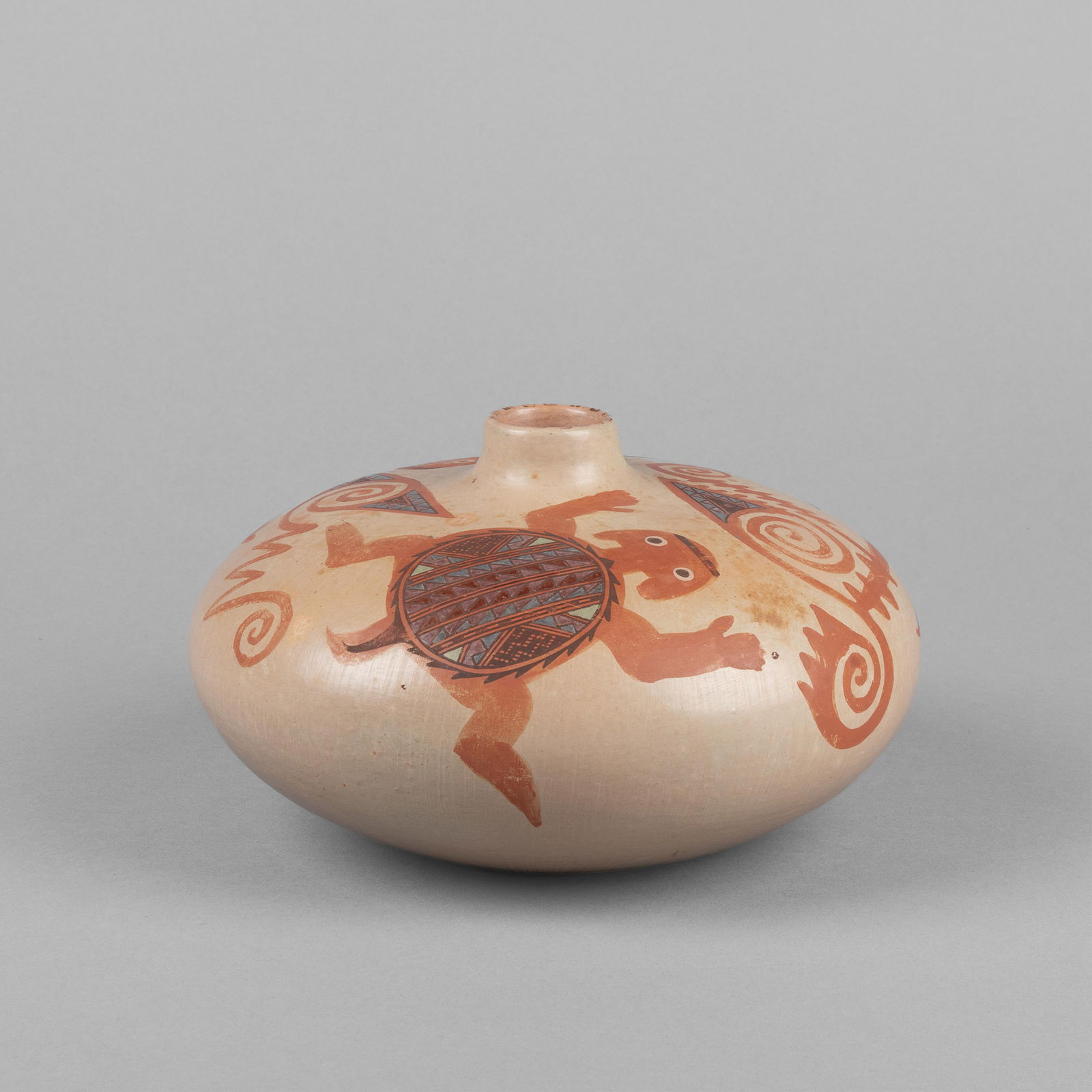 Nathan Begaye, Polychrome Seed Jar with Turtle Designs, 1993: Nathan BegayeHopi / Diné (Navajo), 1958 - 2010Polychrome Seed Jar with Turtle Designs, 1993fired clayinscribed: NATHAN B / NAVAjo Hopi / [artist's cipher] / 11.8.93 / P4356height: 4 1/2 x diameter: 8