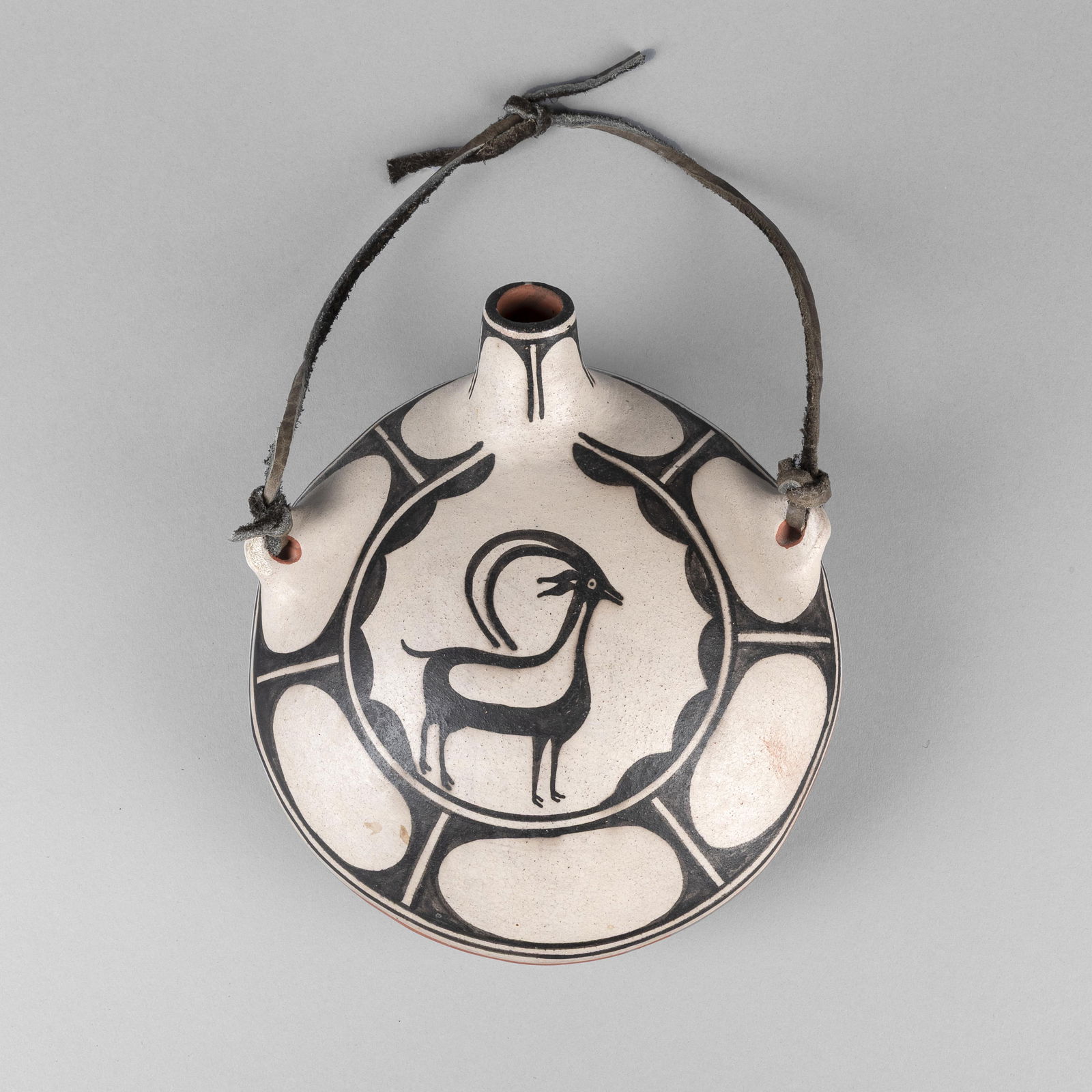 Robert Tenorio, Redware Canteen with Black on White Design (1 of 4)