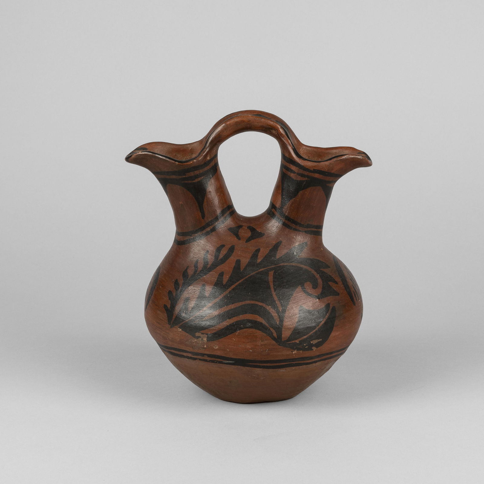 Tesuque, Redware Wedding Vase, ca. 1900 (1 of 5)