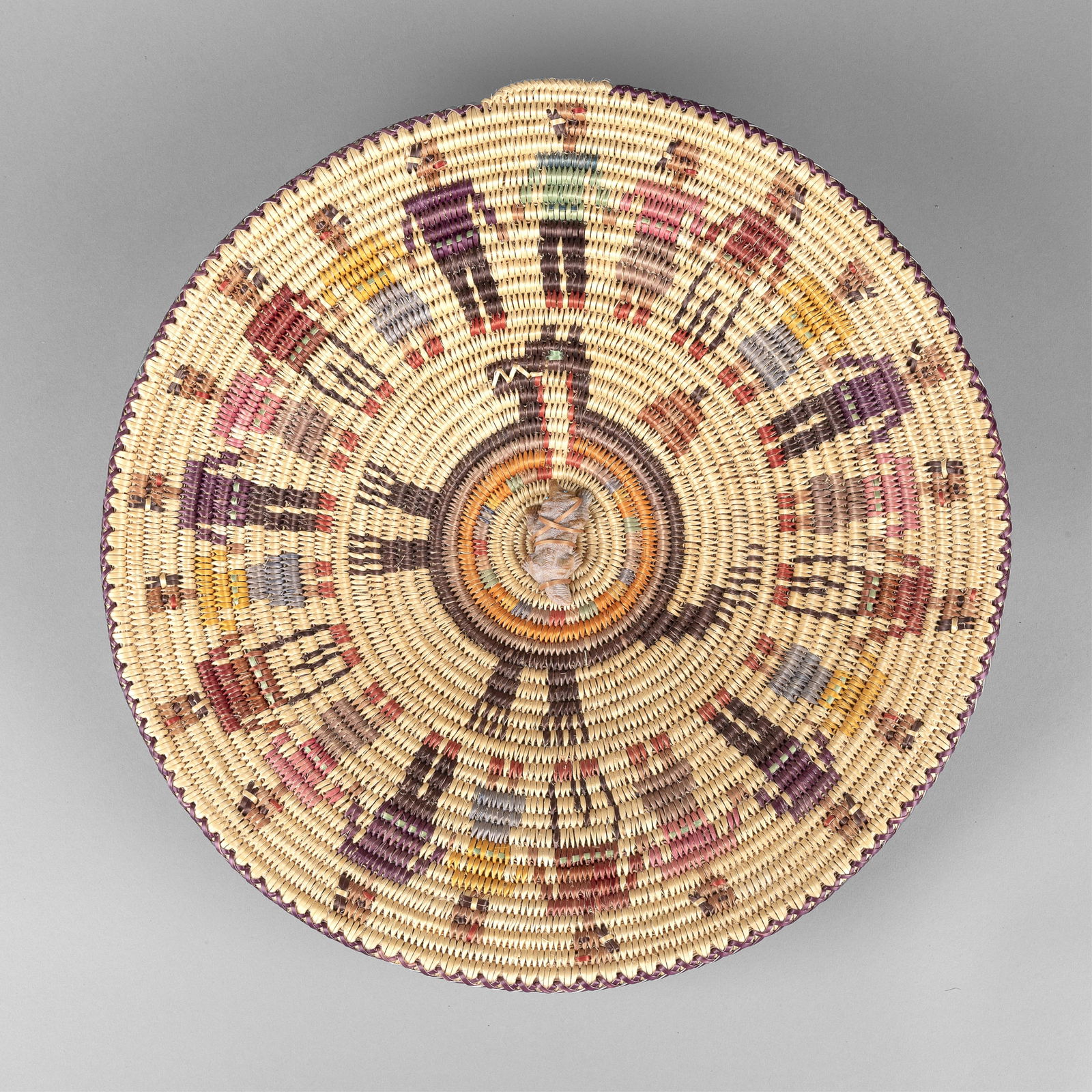 Black Family, Polychrome Figural Basketry Plaque with Fetish (1 of 3)