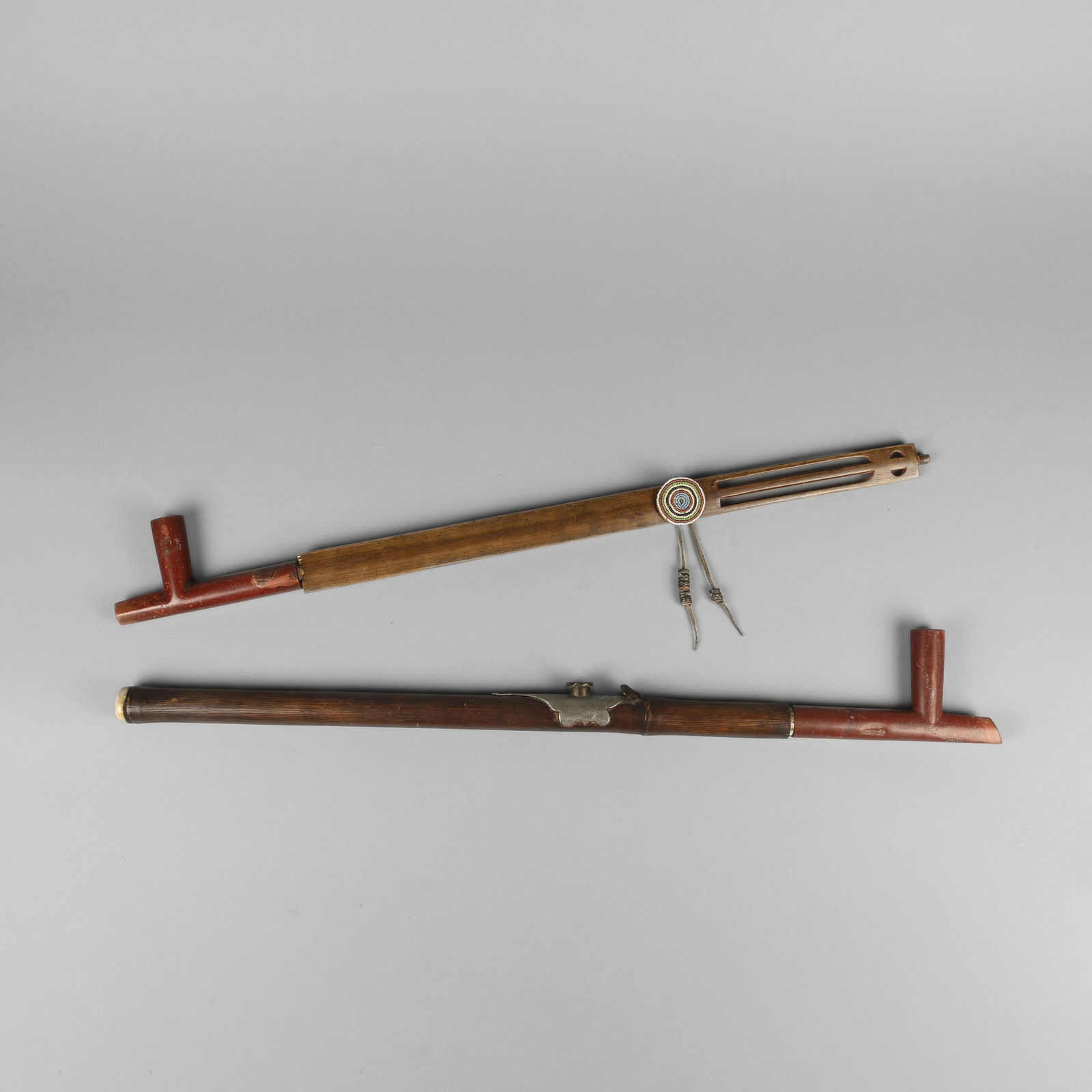 Plains, Puzzle Pipe + Steel and Catlinite Pipe, ca. 1890 - 1910 (1 of 4)