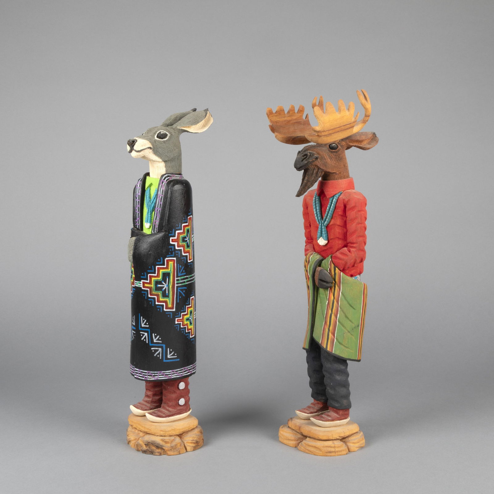 Marvin Jim, Pair of Animal Figurines: Jack Rabbit + Moose (1 of 4)